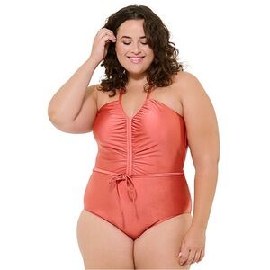 Elegant Coral One-Piece Swimsuit